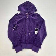 Juicy Couture Jacket Women Large Velour Bling Y2K Track USA Hood Retro Core Ne