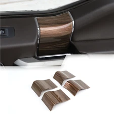4pcs Interior Door Handle Panel Trim Cover Bezels For Ford F150 2015+ Wood Grain