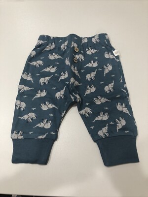 Tiny Kind Printed Organic Cotton Pants 0-3 M Blue