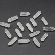 Natural Stone 12pcs White Crystal Hexagonal Pillar Point Pendants Jewelry DIY