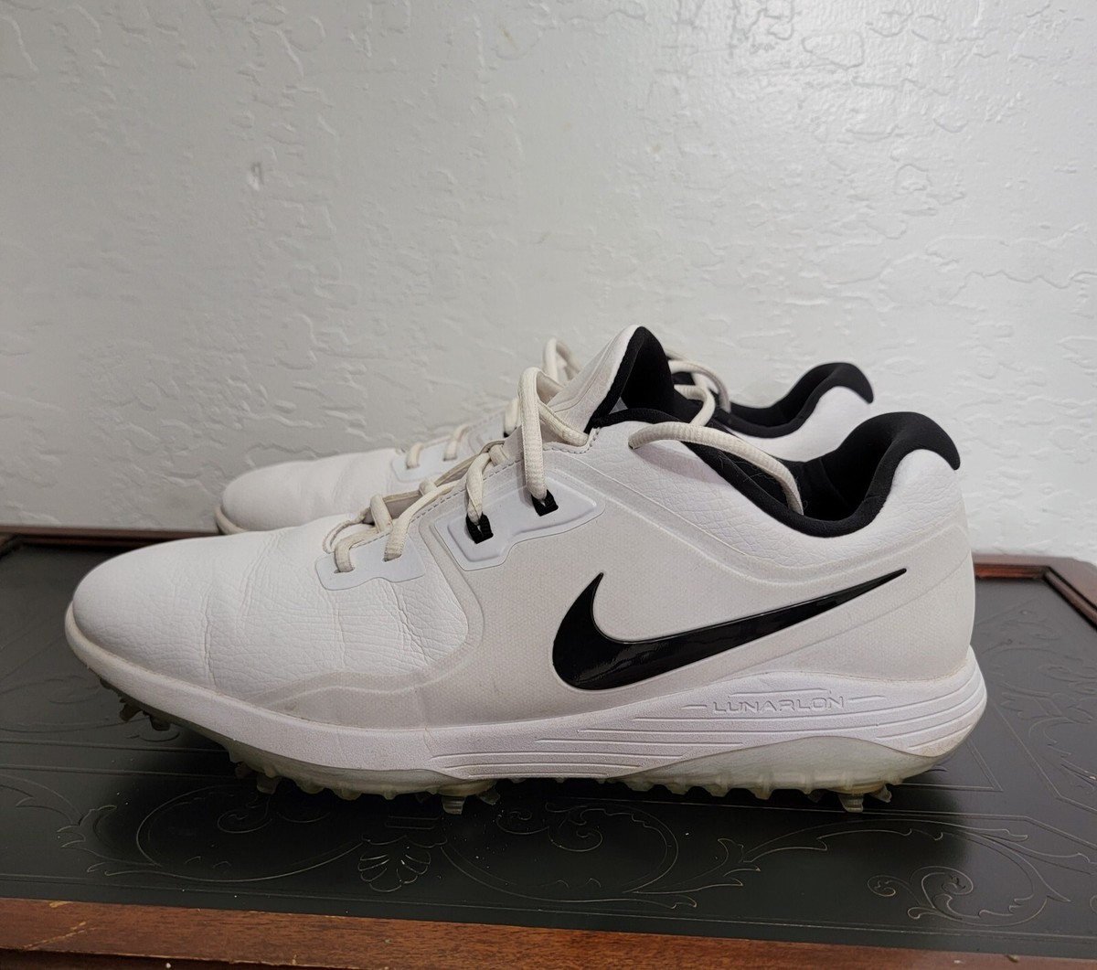 Nike Golf Shoes Mens 8.5 White Cleated Vapor Pro AQ2197-101 Lunarlon Fitsole Nike Vapor Pro Golf Shoes White Black Waterproof Lunarlon  main image 3