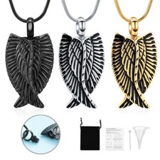 Angel Wing Cremation Necklace for Ashes Stainless Steel Urn Pendant Ashes Holder
