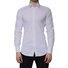 DOLCE & GABBANA Shirt White Cotton Formal Men GOLD Dress 38/US15/XS RRP 320usd