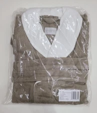 Frette Tarry Bathrobe Extra Large Taupe/White 100% Cotton