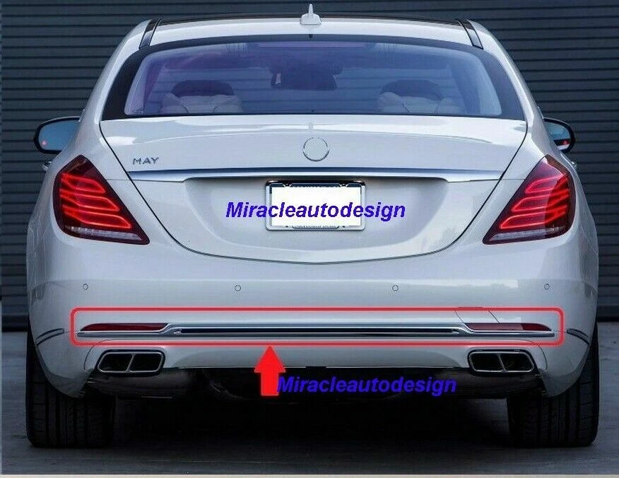 Embellecedores de parachoques trasero estilo Maybach S600 para Mercedes Benz Clase S 2014-2019 W222 Foto 3 de 4