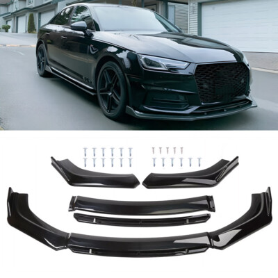Front Bumper Lip Spoiler For Audi A3 A4 A5 A6 A7 Spoiler Splitter Glossy Black