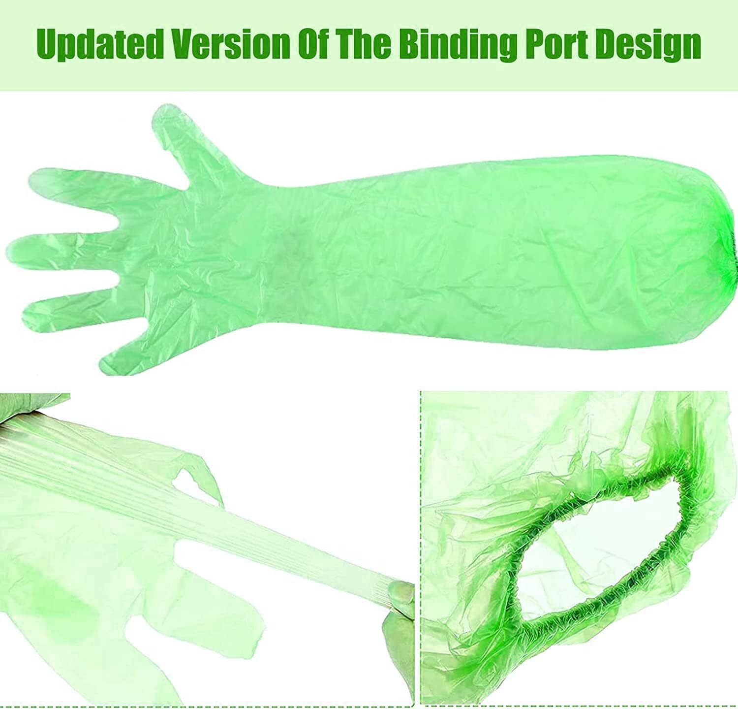 100 Pcs Field Dressing Gloves Deer Hunting Extra Long Disposable Gloves