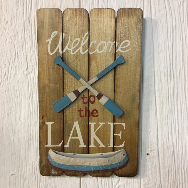 Wooden To The Lake Sign Wall Art Rustic Cabin Lake House Decor