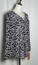 Ruby Rd Tunic Top Shirt Blouse Women 3X Stretch Ring Long Sleeve Black New 64