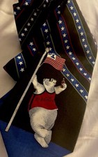 Coca Cola Polar Bear Flag Stars Stripes #1 Polyester Tie 56L x 4W Made In USA