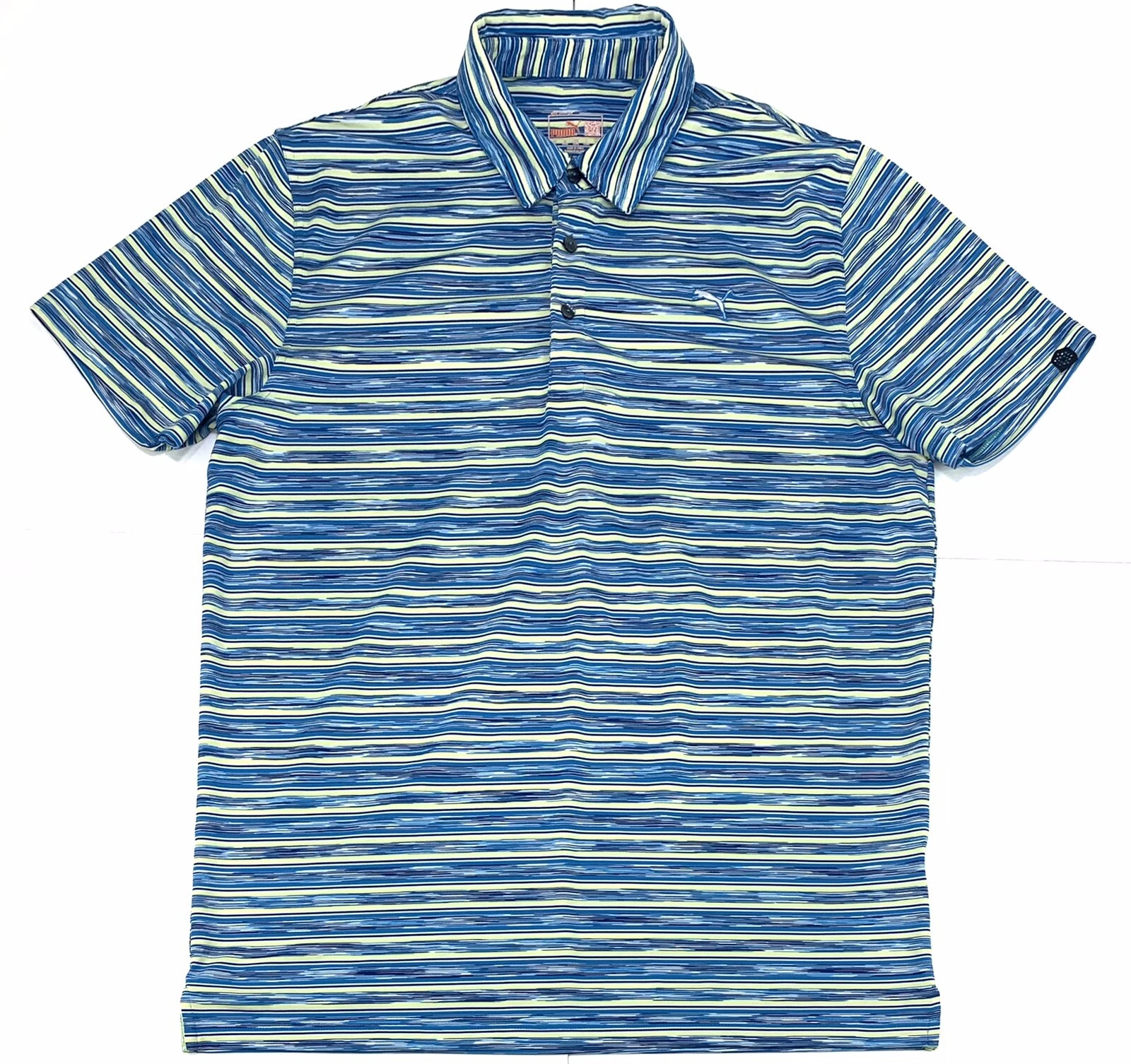 Puma Men’s Sports Lifestyle Blue Striped Athletic Short Sleeve Polo Shirt Sz XL