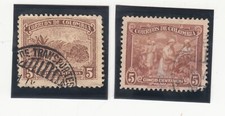 COLOMBIA 1932-39. Uprawa kawy i zbieranie kawy. 5c. SC# 413, 469. Używany