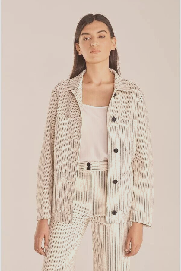 Rebecca Taylor Striped Cotton Jacket Medium $275 NWT