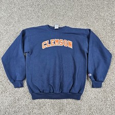 Vintage Clemson Tigers Sweatshirt Youth L 14/16 Blue Champion Crewneck Pullover