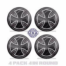 4 Pack 4 Round 3m Premium Grade Window Tailgate Decal Sticker - Iron Cross Bw