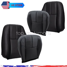Driver & Passenger Leather Seat Cover Bottom &Top Black For 07-14 Silverado 1500