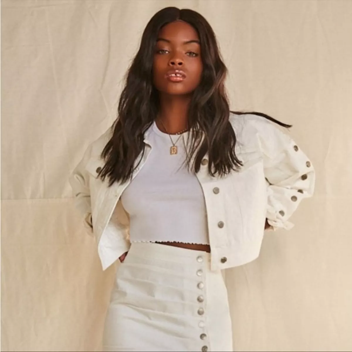 Cropped boxy shop denim jacket