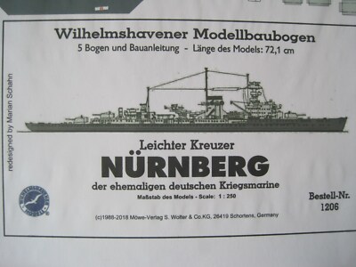Nürnberg Leichter Kreuzer Wilhelmshavener Modellbaubogen Bastelbogen Kartonmodel