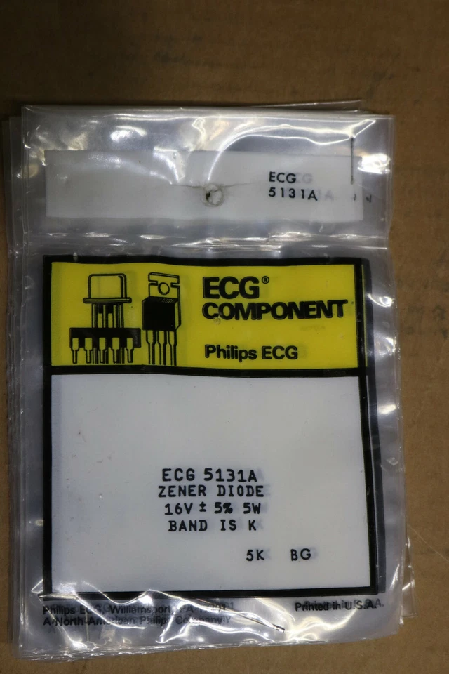 Lote de 10 - Philips ECG 5131A Diodo Zener 16V +/-5% 5W Foto 2 de 4