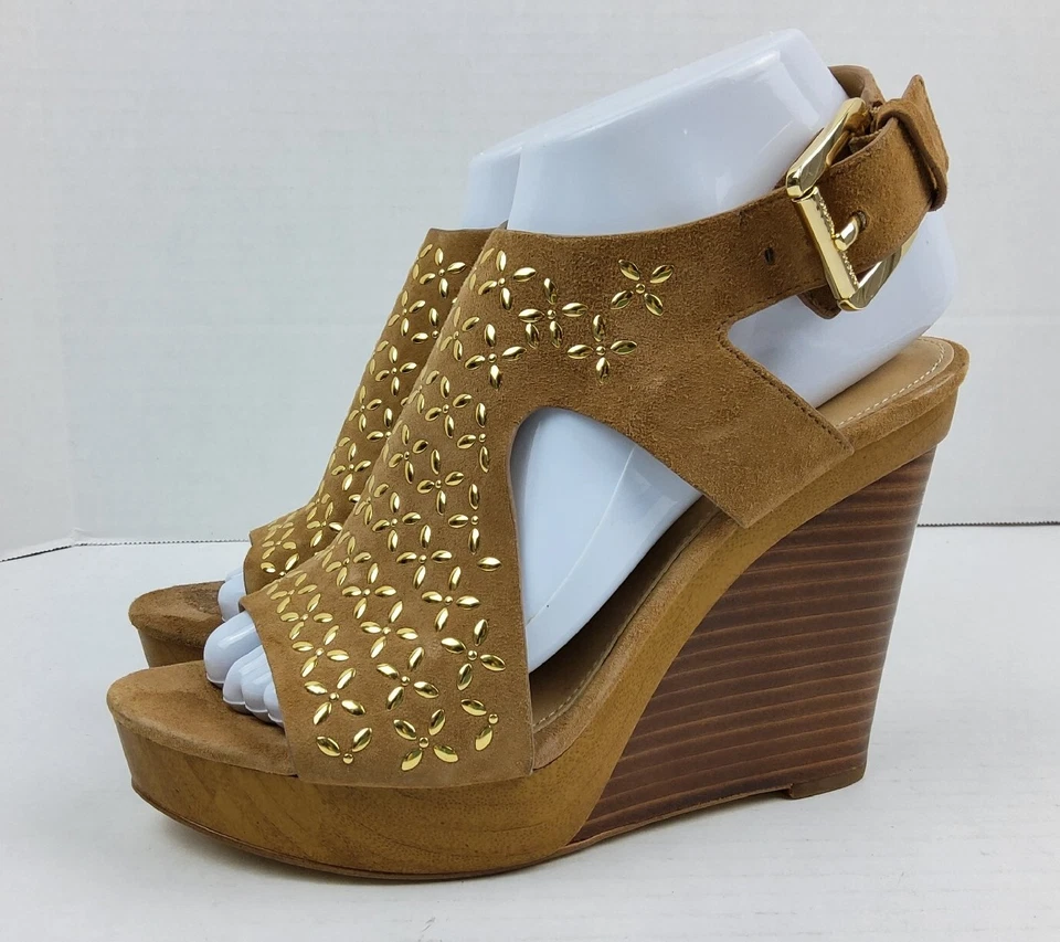 Michael Kors MK Women’s Studded Suede Wedge Platform Sandals Shoes Size 7M - Image 3 of 4