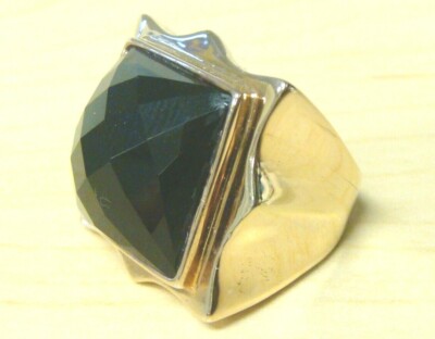 925 Sterling Silver Natural Obsidian Ring Rose Gold Size 7, 16.2 Grams Canari