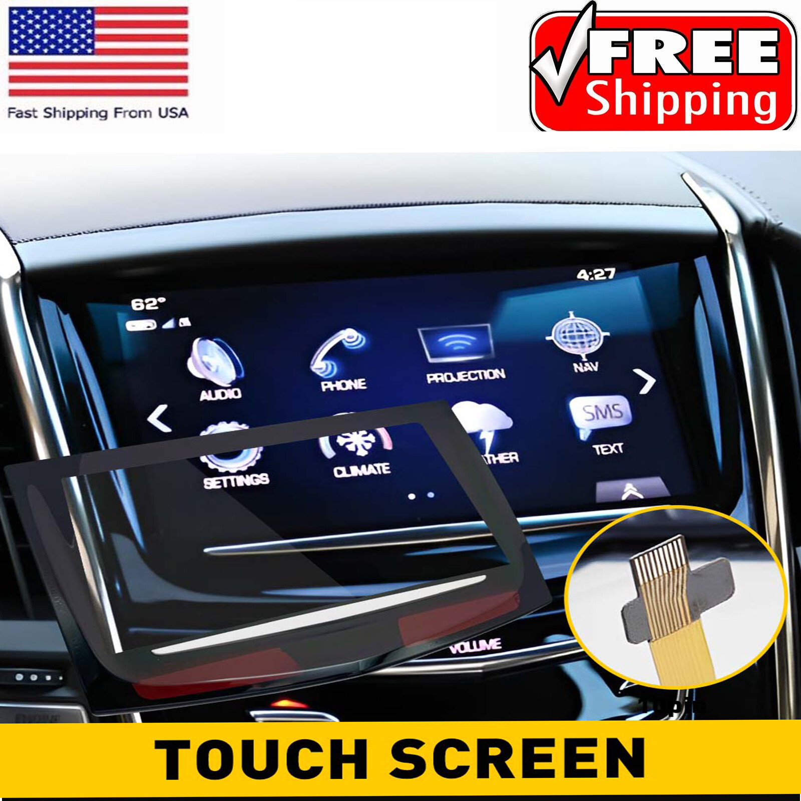 2018-2021 Cadillac Escalade ATS XTS CTS CUE TouchSense Touchscreen Display Replacement Upgrade