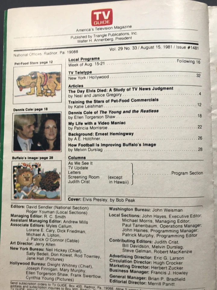 TV Guide August 15-21, 1981 The Day Elvis Presley Died - NFL - Jaclyn Smith TVG - Image 3 of 4