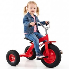 Kids Tricycle w/15 Inch Inflatable Rubber Tires, Adjustable Handlebar  Seat