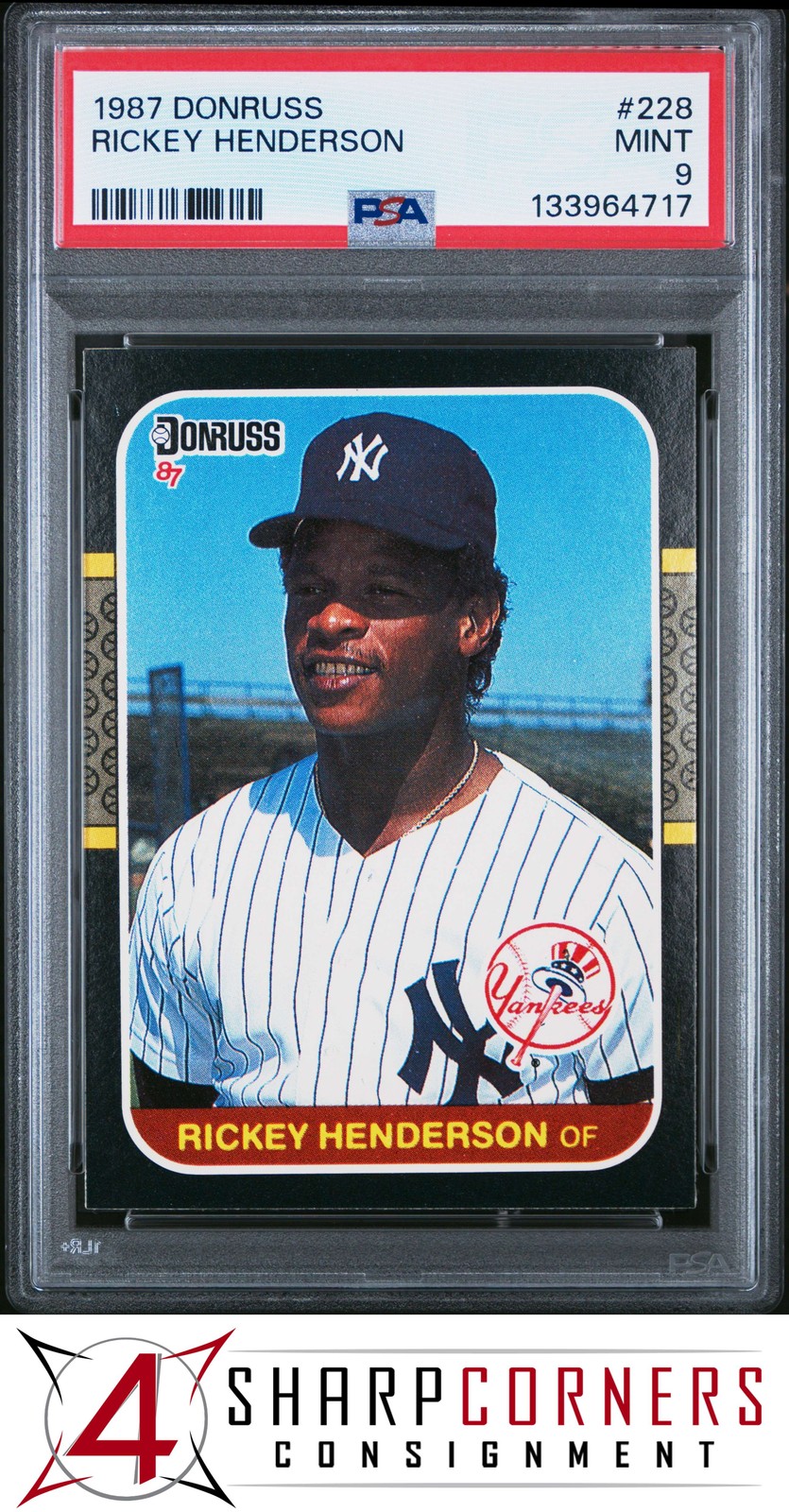 1987 DONRUSS #228 RICKEY HENDERSON YANKEES HOF PSA 9