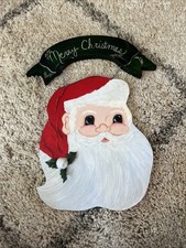 Vintage Wooden Santa Hand Painted Christmas Wall Hanging Decor 19  Large Door