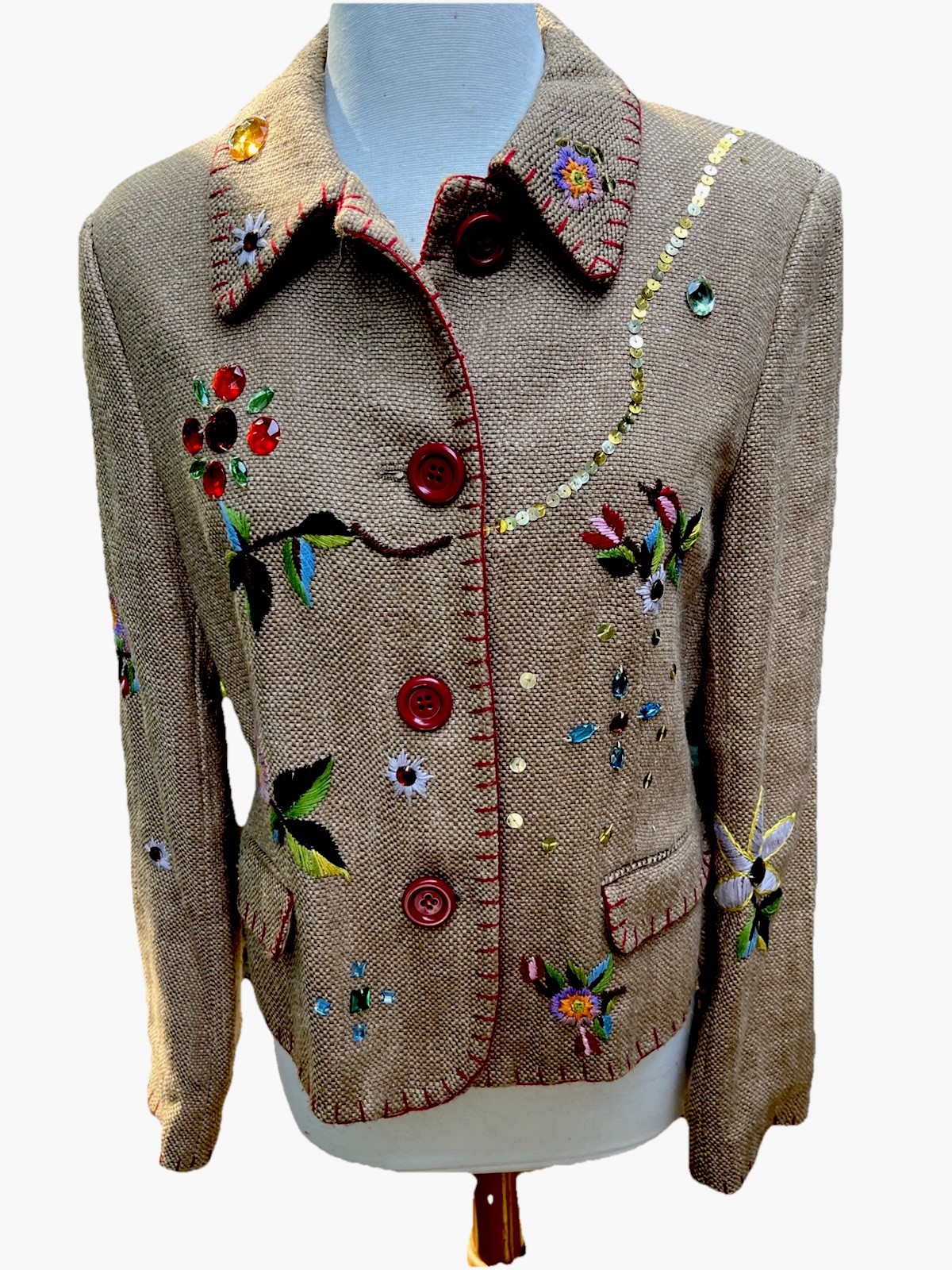 ZARA BASIC Embroidered Embellished Jacket Blanket… - image 8