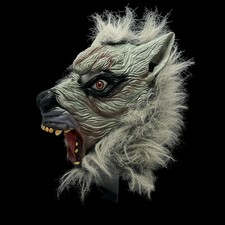 VTG Scary Werewolf Wolfman Mask Realistic Eyes Covers Neck Huge Mouth