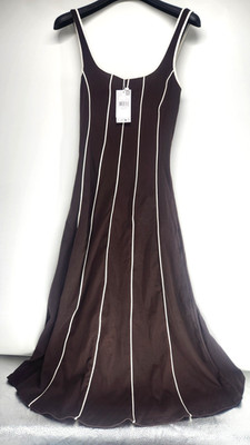 Mango MNG Womens Small Brown Striped Cotton Dress NWT