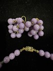 Vintage Lavender Beaded Crisscross Choker with Screw Back Grape Cluster Earrings — photo 4