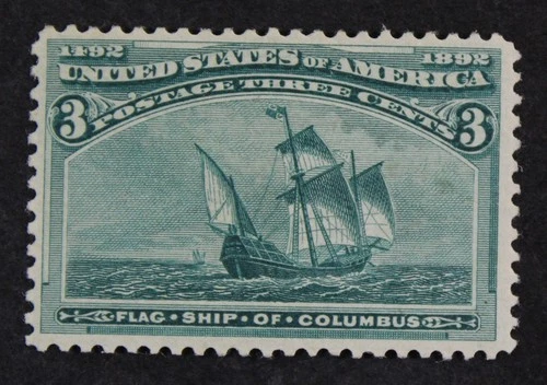 CKStamps: US Stamps Collection Scott#232 3c Columbian Mint HR OG Small Thin