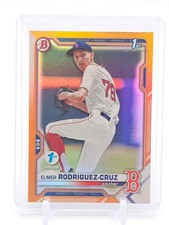 E RODRIGUEZ-CRUZ 2021 BOWMAN DRAFT 1 EDITION ORANGE REFRACTOR 1ST RC /25 Q1809