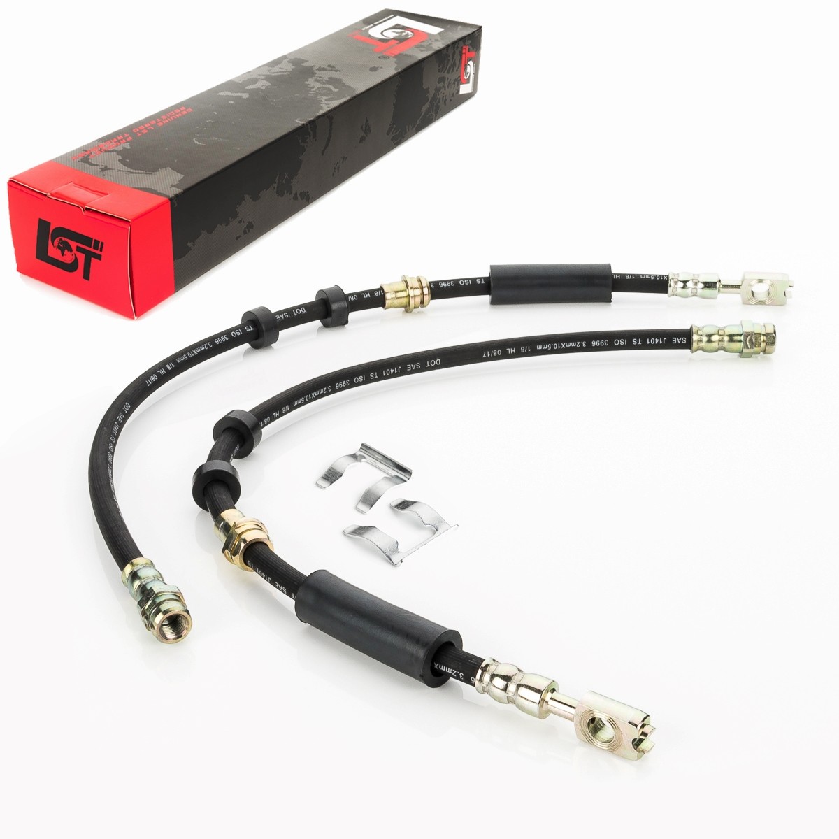 2X Brake Hose Line Brake + Retaining Spring Front For VW Polo 6R 6C - 550Mm