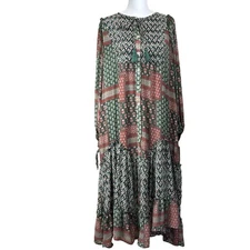 Davi & Dani maxidress, green/rust, transitional, bohemian, earthy tone, eclectic