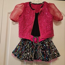 Dance Costume Weissman Pink Sequin Tutu Dress Jazz Hip Hop Sequin Jacket Sz MC