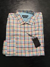 NWT MEN'S BUGATCHI BUTTON DOWN, SIZE: M, COLOR: MULTICOLOR PLAID M7.21 