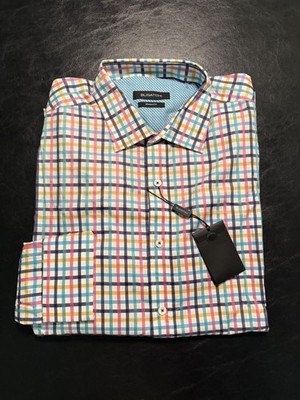 NWT MEN'S BUGATCHI BUTTON DOWN, SIZE: M, COLOR: MULTICOLOR PLAID (M7.21)