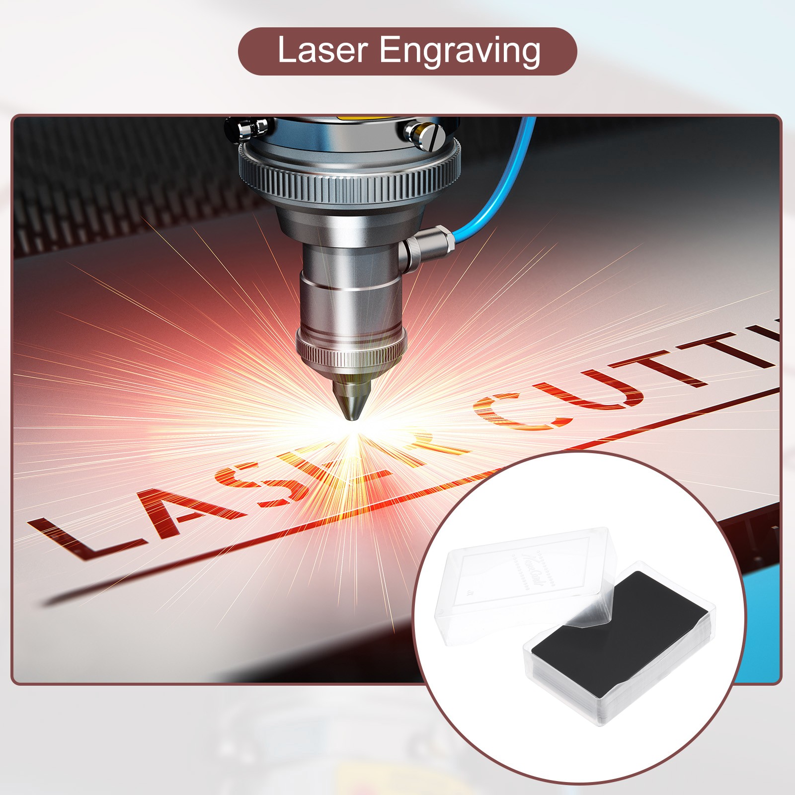 500Pcs Metal Business Cards Blank 0.21mm Thick 3.4x2.1 Inch Matte Black