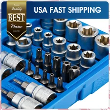 34Pcs Drive Male Female Torx Star Bit Socket E-socket Set Handheld Tool Case USA
