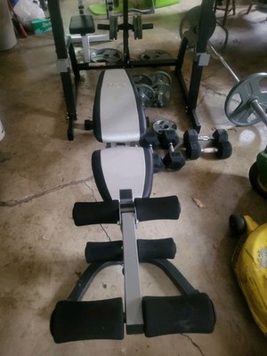 Marcy Pro Bench Lat Row Pull Up Cage 300+ Olympic Weight Bar Curling Bar Bench