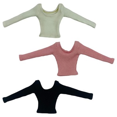 1/6 Langarm  Strickhemd Basic Shirt Fashion Casual Retro Mini Casual Top Kleid