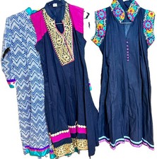 LOT 3 PCS-cotton KURTI Kurta Kameez women S or girls Teen 16-18 Anarkali black