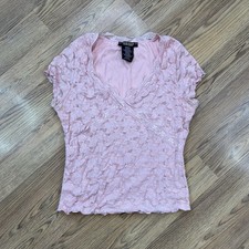 Vintage Y2K Rampage Top Womens large Babydoll Pink Lace Coquette Fairy Dainty