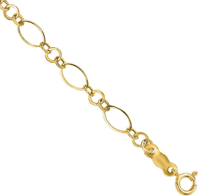 14K massives Gelbgold 3mm klassisches Figarokettenarmband 7,25 Zoll poliert