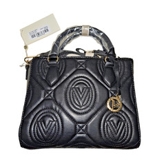 VALENTINO ORLANDI Quilted Tote Bag Black Crossbody Gold New