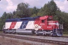 Original Slide- Atsf Santa Fe Sd45-2 5704 Fresh Bicentennial At Spencernc 826
